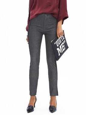 Banana Republic Sloan Women's Gray Black Side Stripe Slim Ankle Pants - Size 6